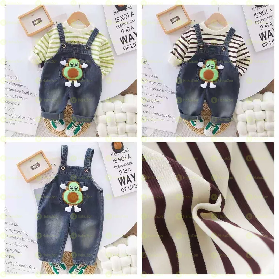 Carton Zipper Ocket Trousers & T-Shirt Set