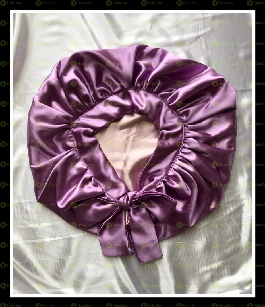 Purple with Peach Edge Tie Bonnet