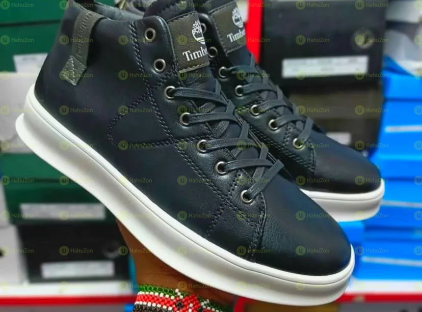 Timberland Casual Leather Blue BlackMid Boots Men’s Shoes