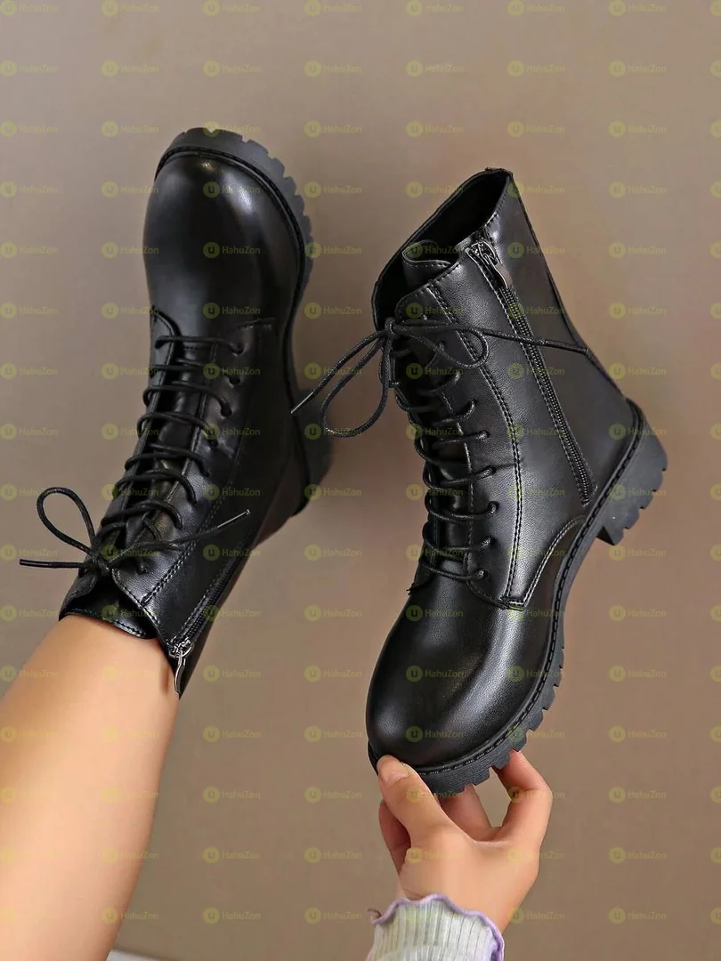 Casual Leather Black Boots Women’s Shoes