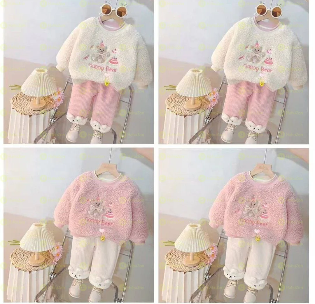 2 Pcs Baby Girls Fur Outfit