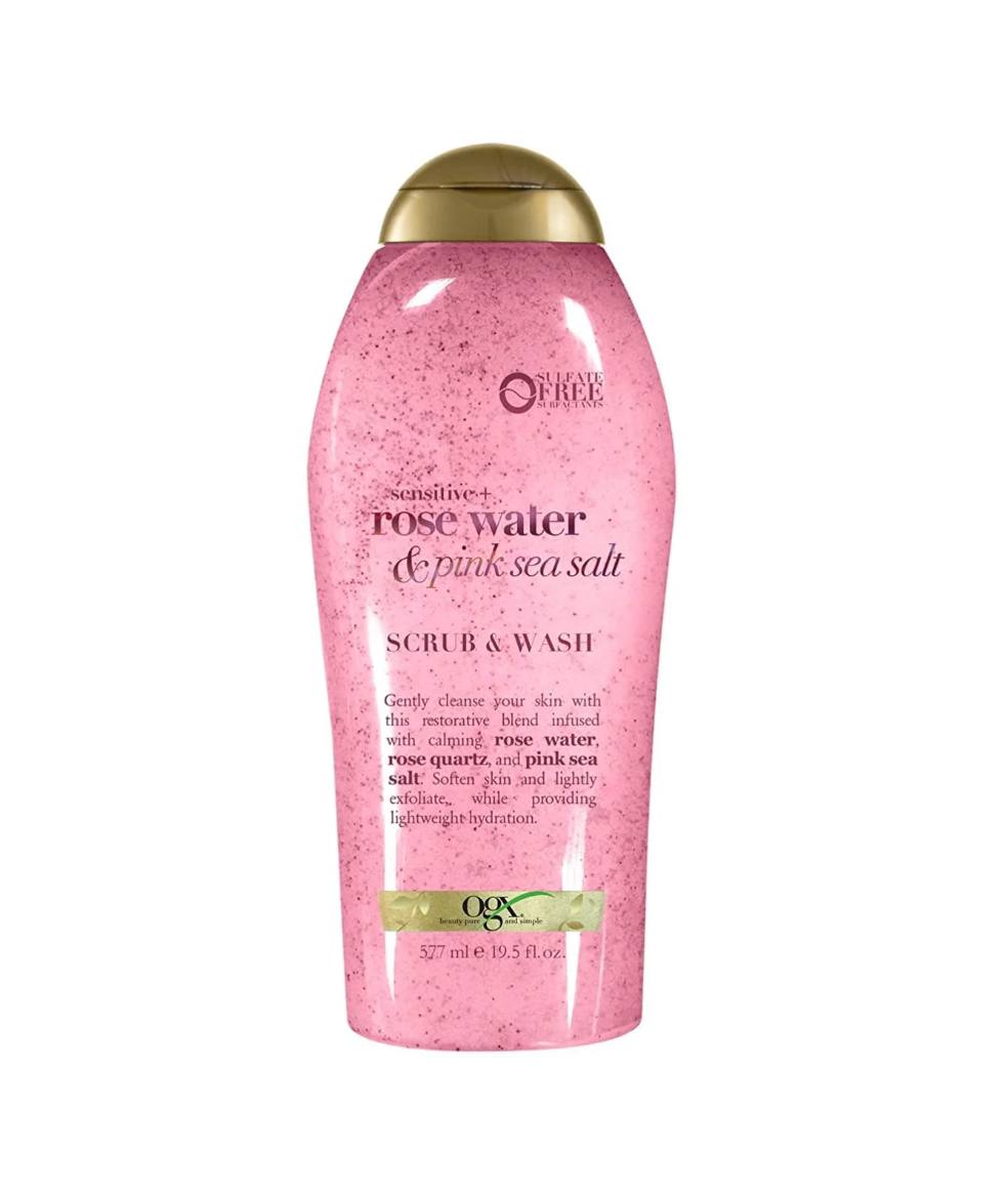 OGX Rose Water & Pink Sea Salt Exfoliating Body Scrub & Wash 577ml