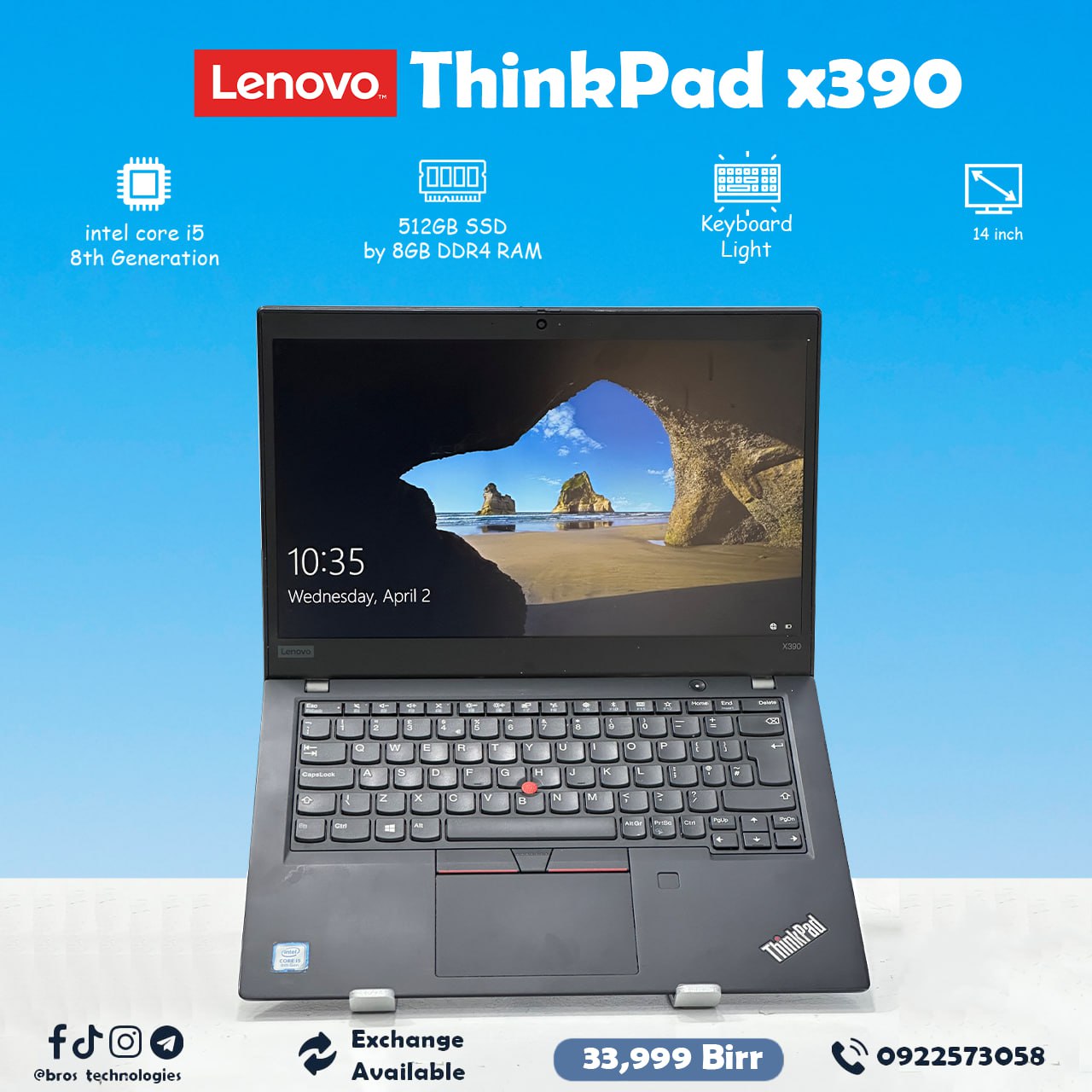 Lenovo ThinkPad x390 Intel Core i5 8th Generation Laptop