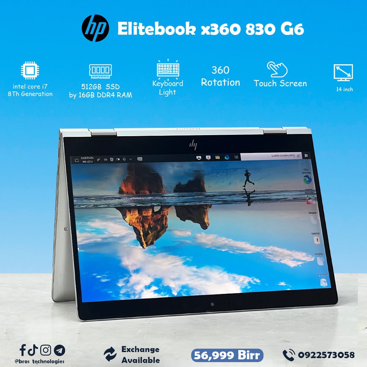 HP Elitebook x360 830 G6 Intel Core i7 8th Generation Laptop