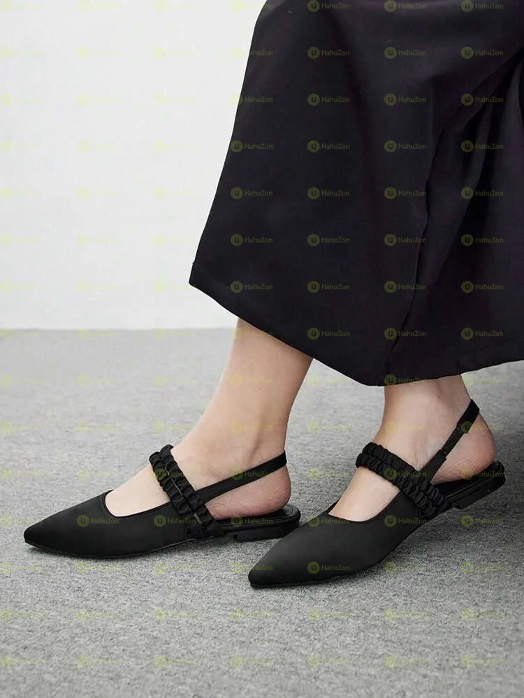 Double Strap Pointy Toe Sling Back Women's Flat