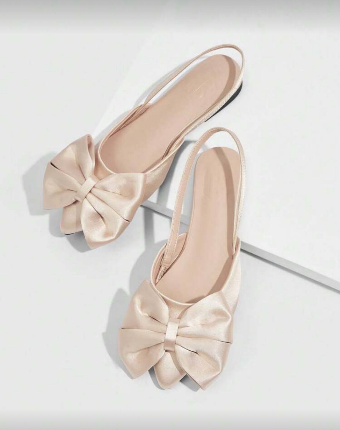 Large Bowknot Pointy Toe Sling Back Women's Flat