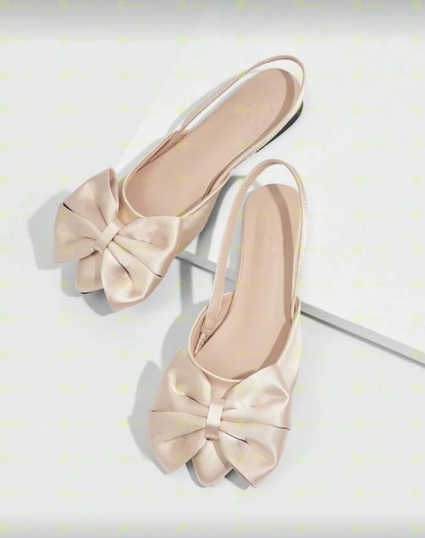 Large Bowknot Pointy Toe Sling Back Women's Flat