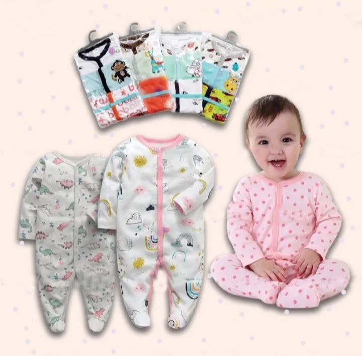 3-Pcs Newborn Baby Foot Wrapped Jumpsuit