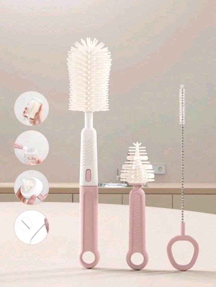 3-በ-1  ሲሊከኖን የጡጦ ብሩሽ