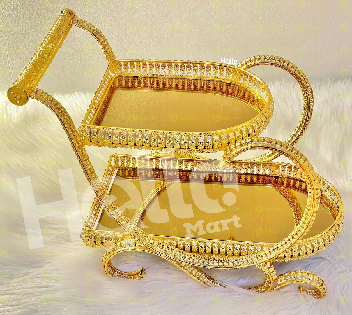 የተለያዩ መጠጦች እና ምግቦች ማቅረቢያ ጋሪ