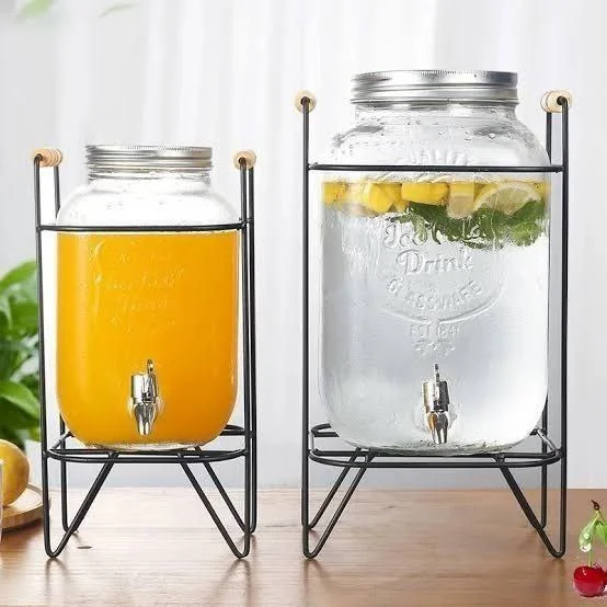 Glass Dispenser Jar With Rack