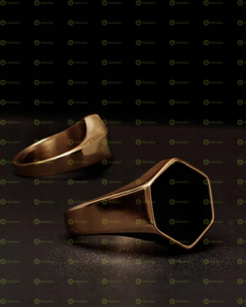 Smooth Black Rock Cool Fashion Rings