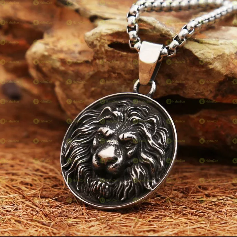 Vintage Lion Head Pendant Necklace For Men