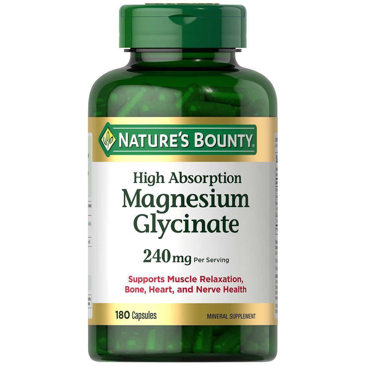 Nature’s Bounty Magnesium Glycinate 180 Capsules |
