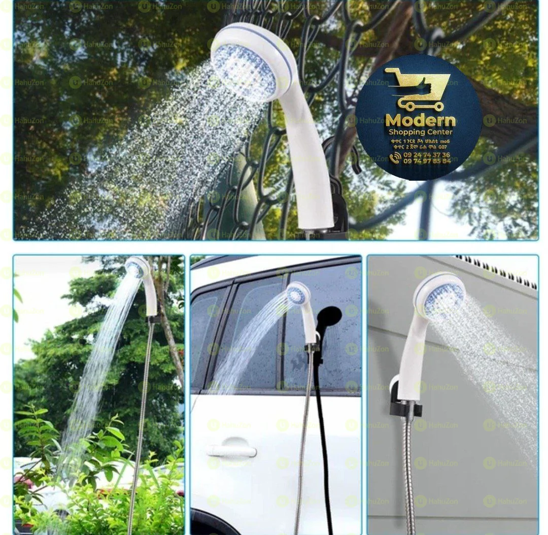 በቻርጅ የሚሰራ ተንቀሳቃሽ የውሀ ፓንፕ ሻወር ማድረጊያ