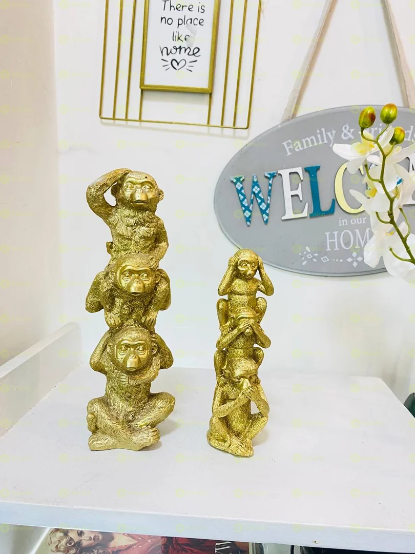 Set of 3 Golden Wise Monkeys Ornaments