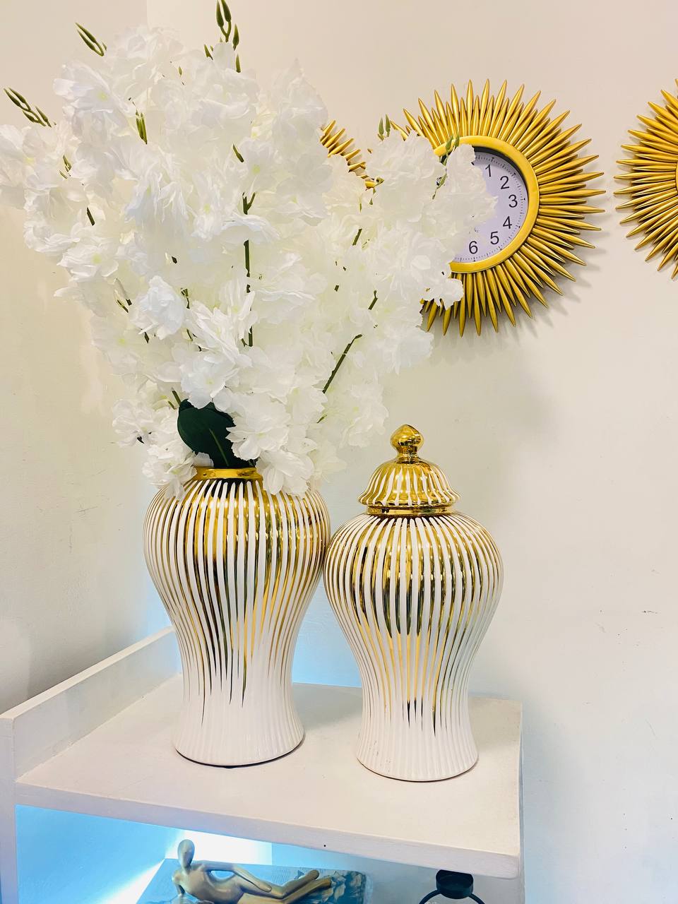 Set Of  2 Modern Ceramic Ginger Jar