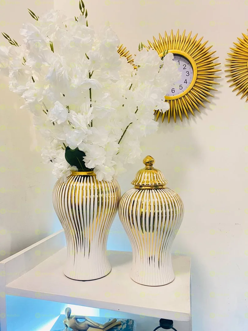 Set Of  2 Modern Ceramic Ginger Jar