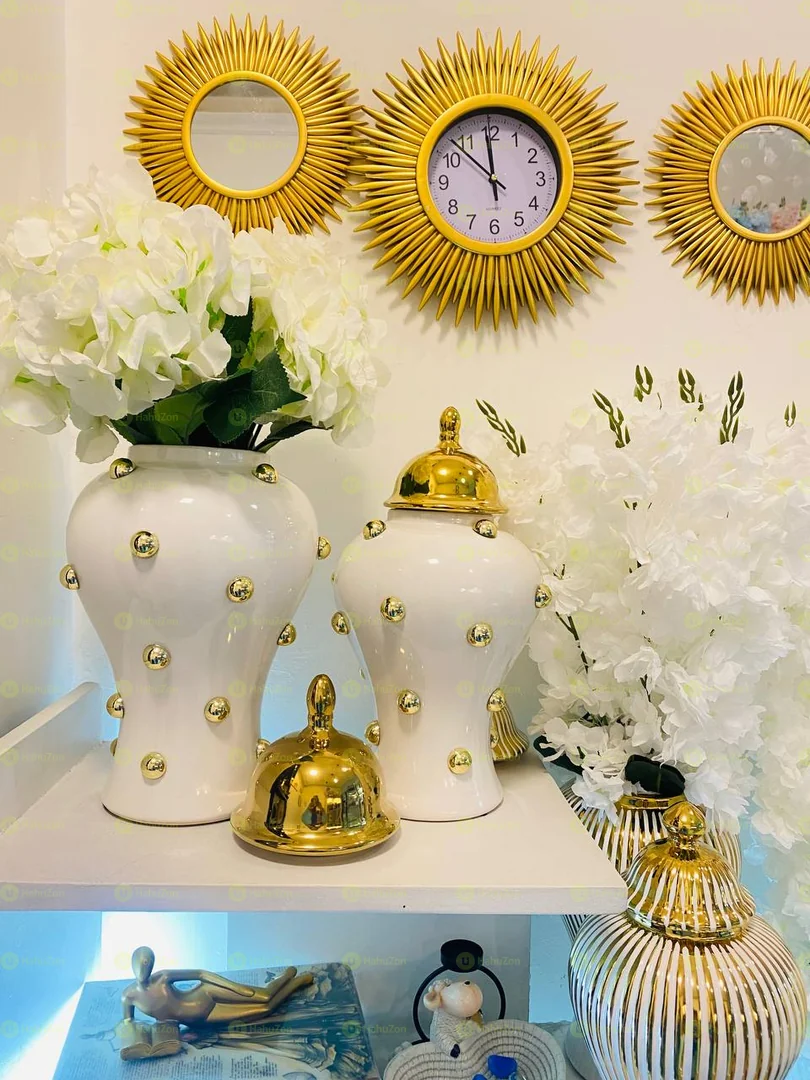 Set Of  2 Modern Ceramic Ginger Jar