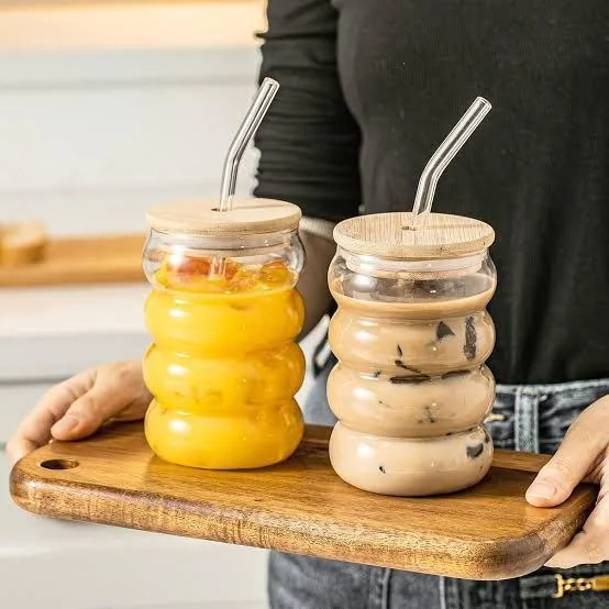 lass Drinking Mug with Straw