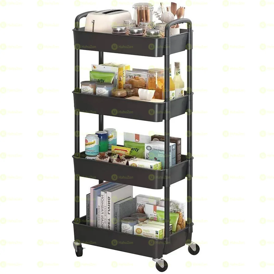 4-Layer Stainless Still Movable Kitchen Storage Rack