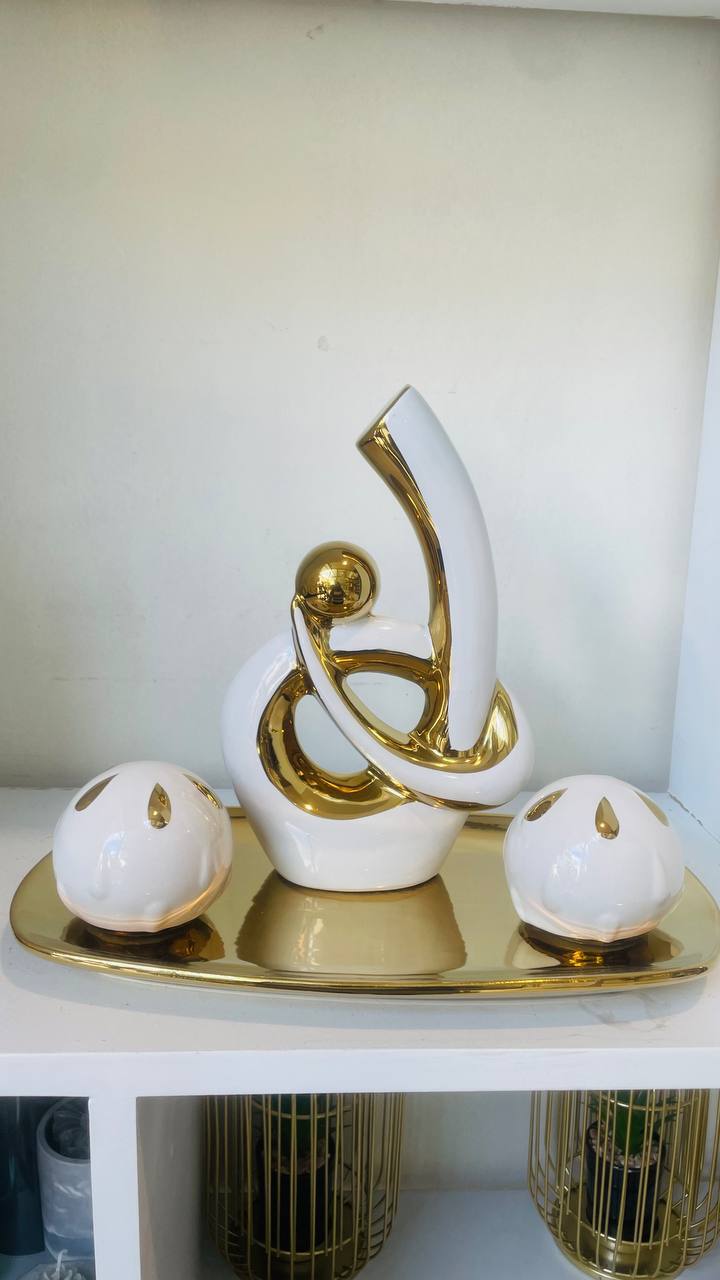 Abstract Art and Egg with Tray Set