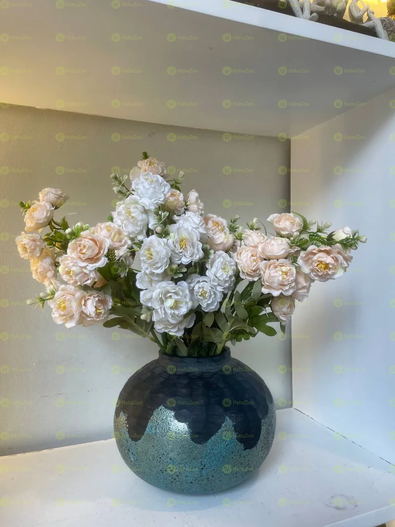 Green Ceramic Vase with flowers