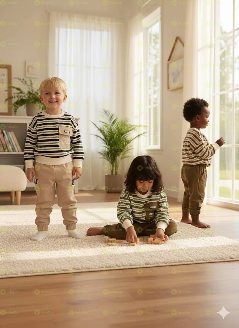 2pcs Cotton Top and Kaky Trousers