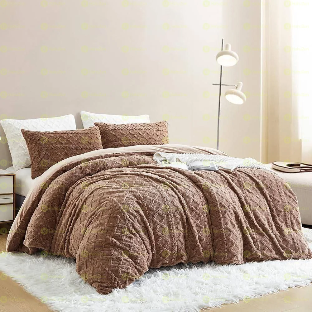 3 Pcs Sherpa Fleece Comforter Set