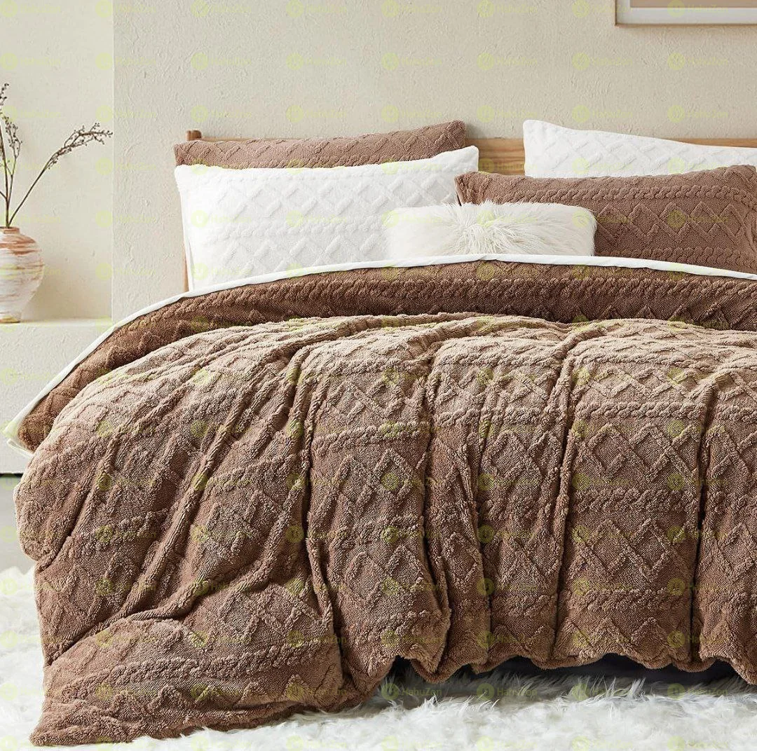 3 Pieces Sherpa Fleece Comforter Set