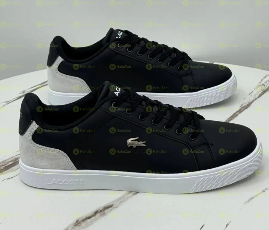 Lacoste Low Top Black White Casual Leather Men's Shoes