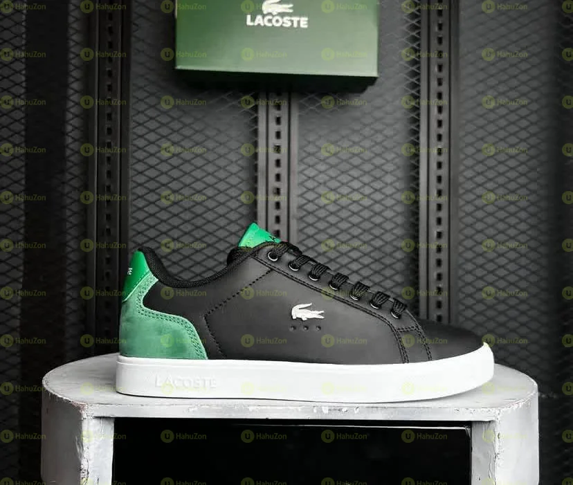 Lacoste Low Top Black Green Casual Leather Men's Shoes