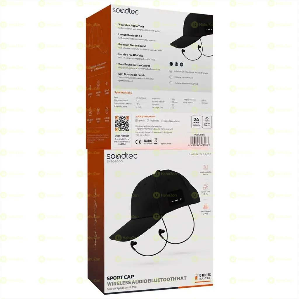 Porodo Soundtec Sport Cap with Wireless Audio Bluetooth