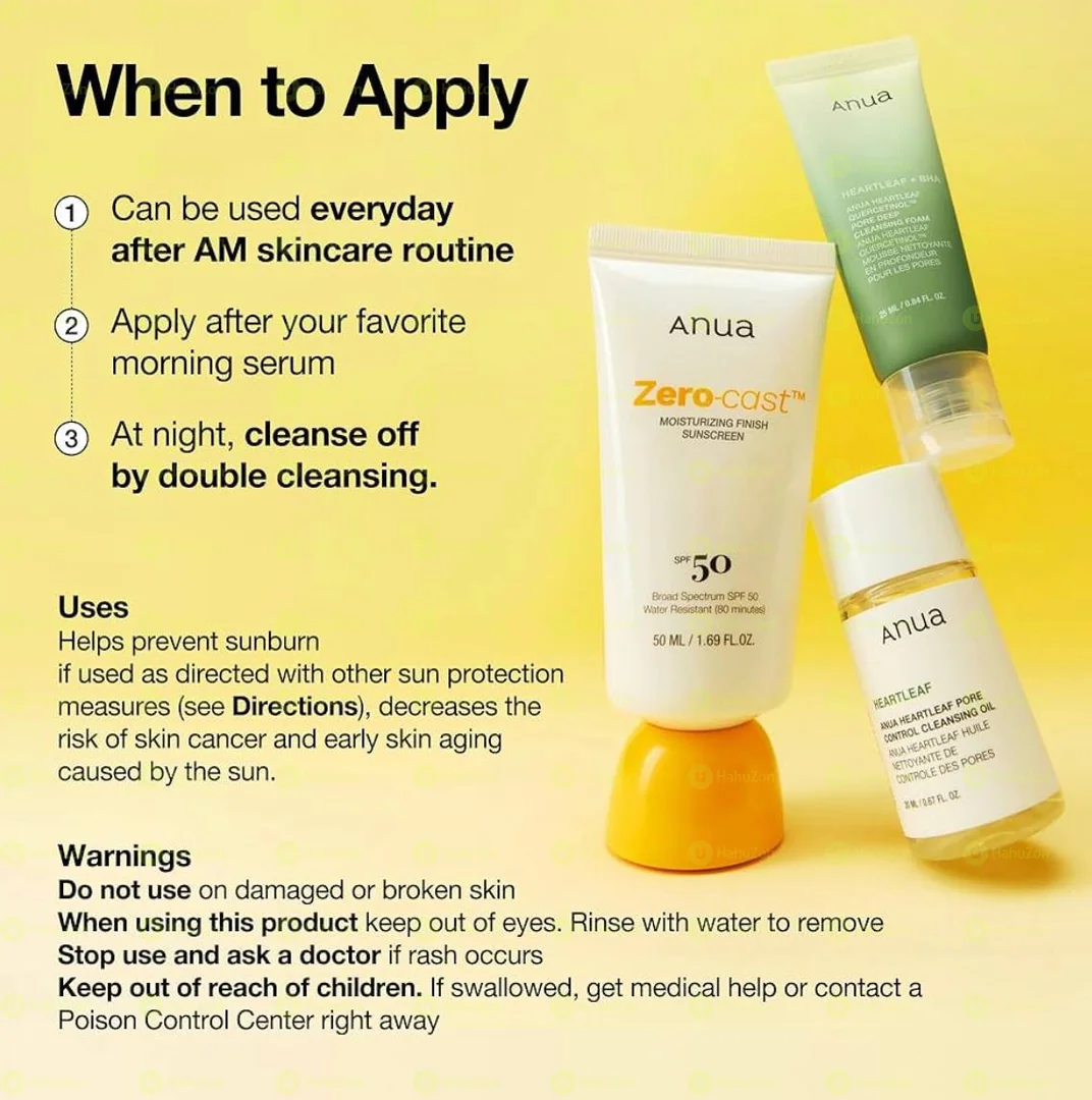 Anua Zero-Cast Moisturizing Finish Sunscreen SPF