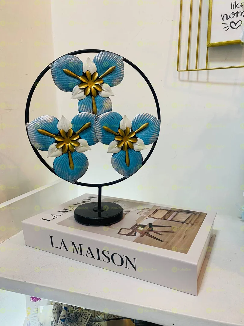 Decorative Metal Blue Flower Statue