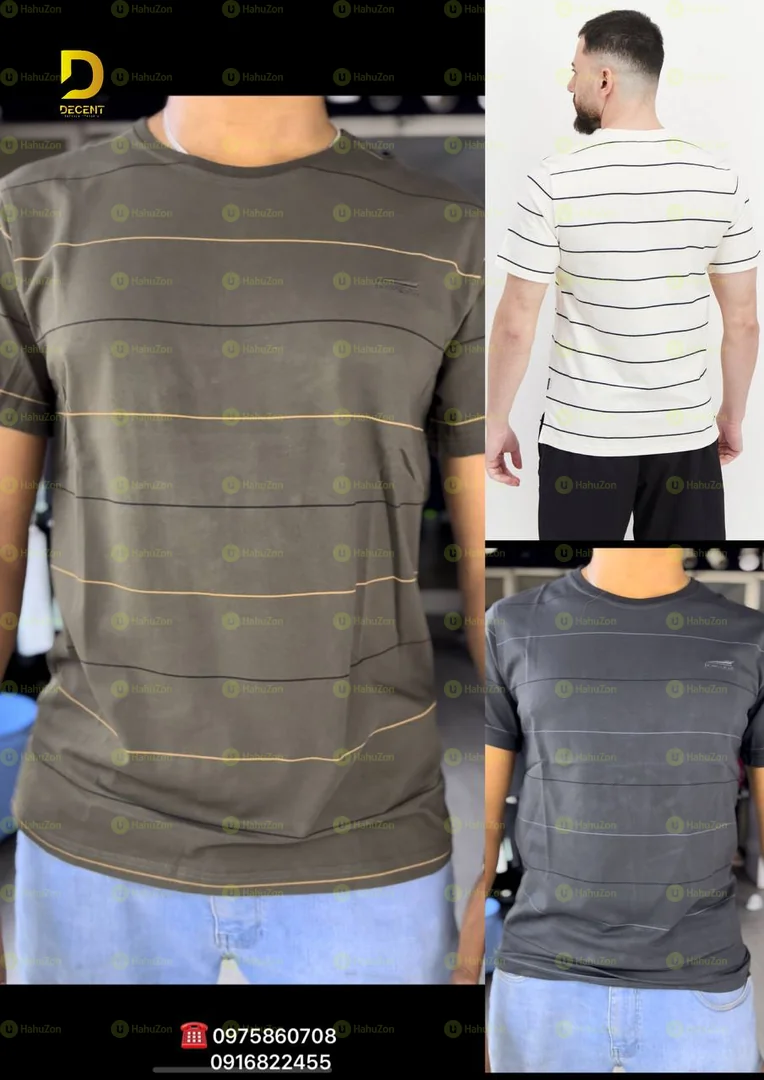 Striped Round Neck Cotton T shirts