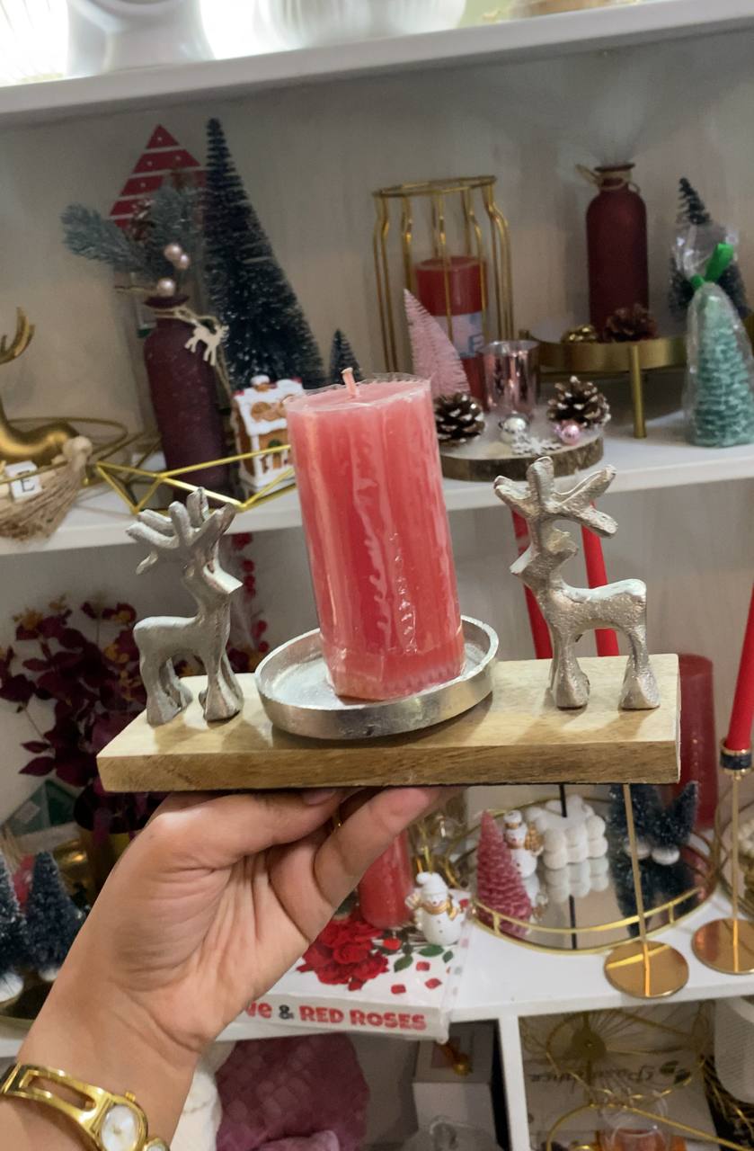 Metal Deer Candle Holder and Candle