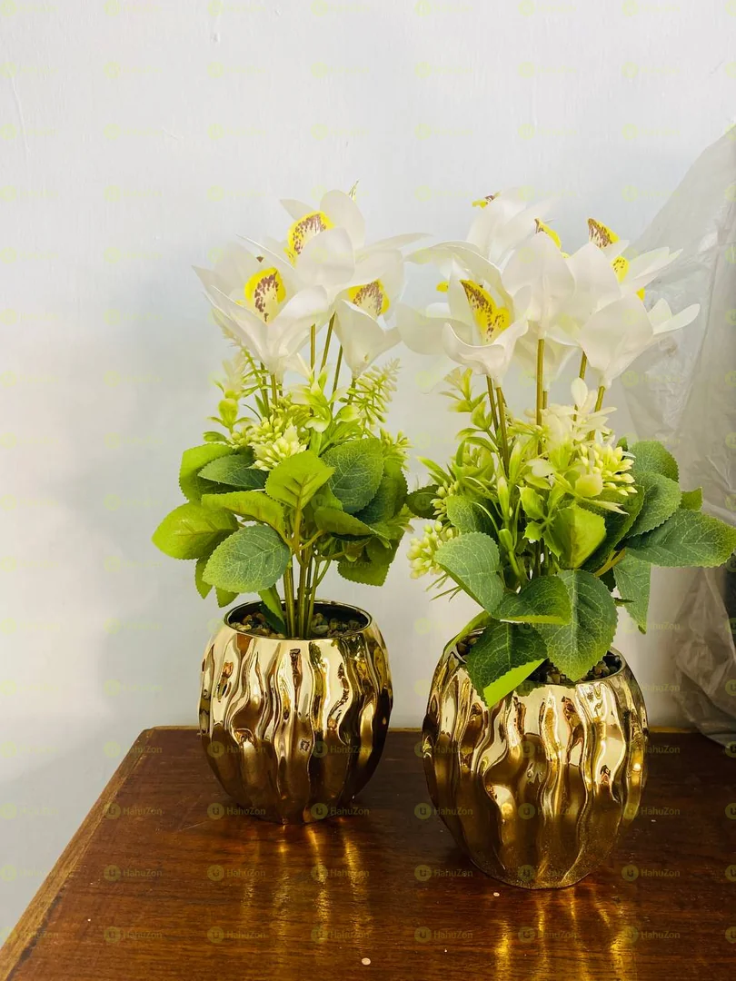 Beautiful Golden Vase and Flower