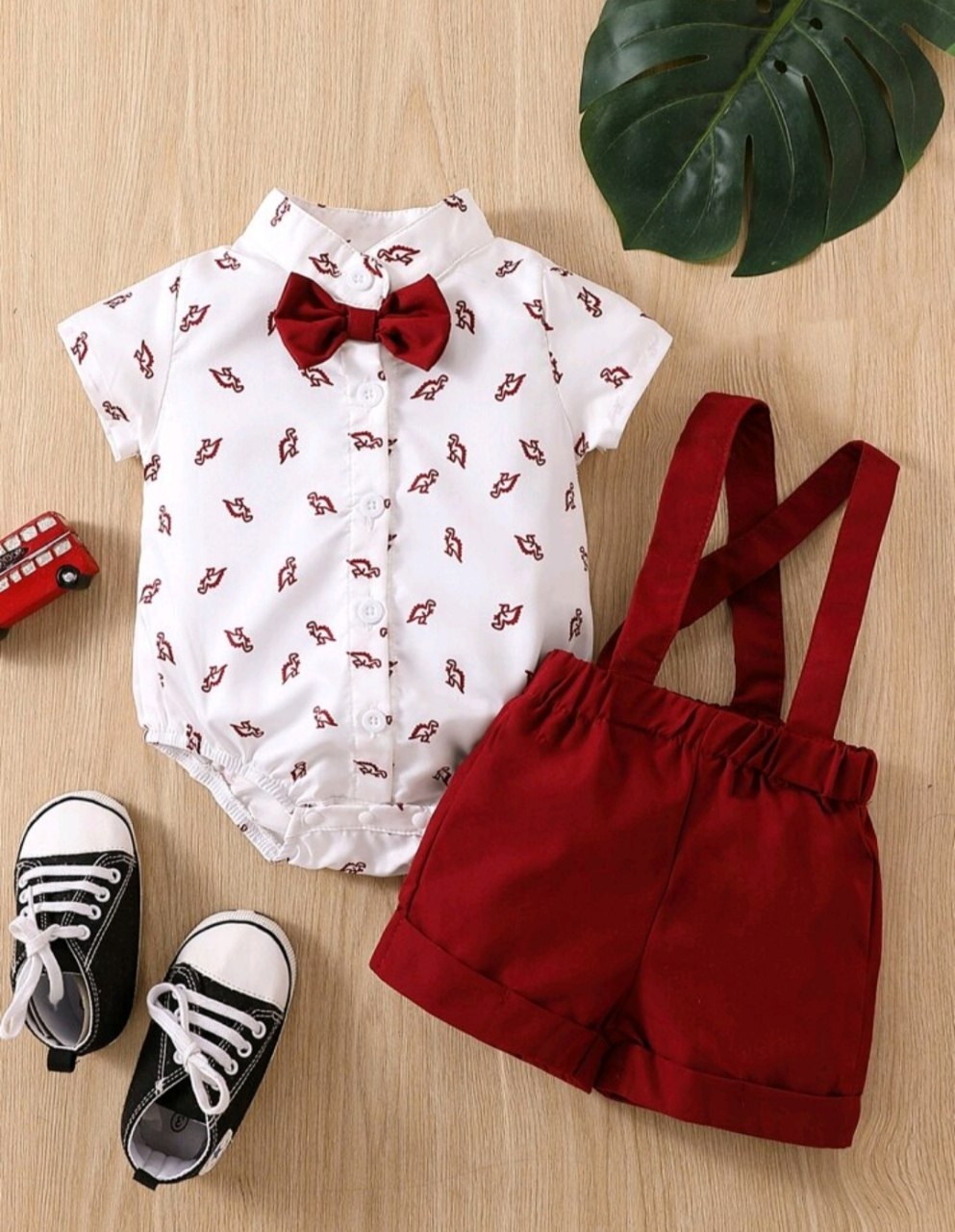 Souflis Souflis Baby Boy Dinosaur Print Bow Short