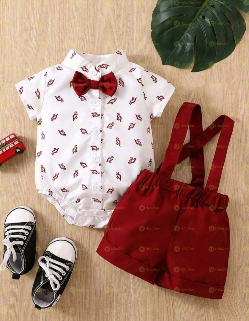 Souflis Souflis Baby Boy Dinosaur Print Bow Short