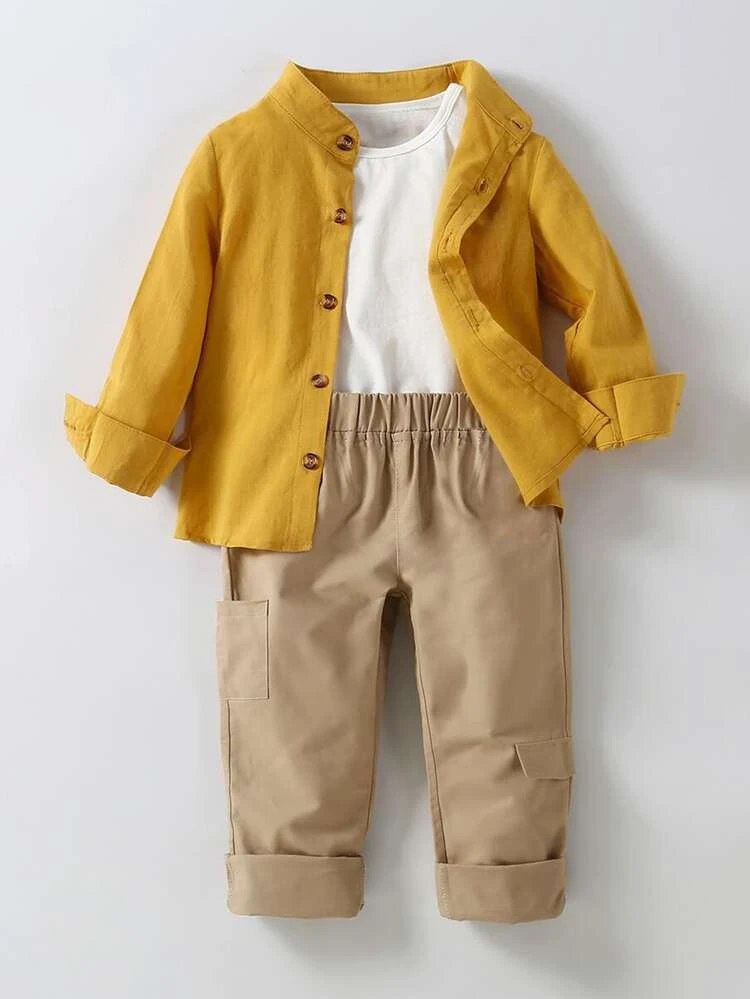 Toddler Boys Mock Neck Shirt & Pants Without Tee