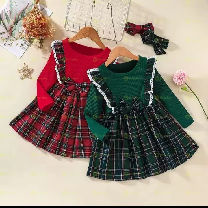 Long-Sleeved Christmas Bow A-line Skirt