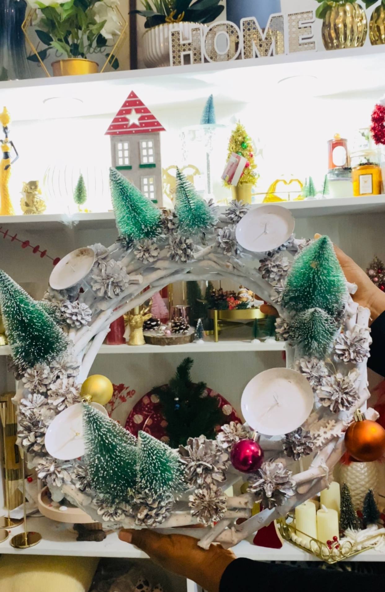 Big Christmas Decoration Wood Land With Candle Holder