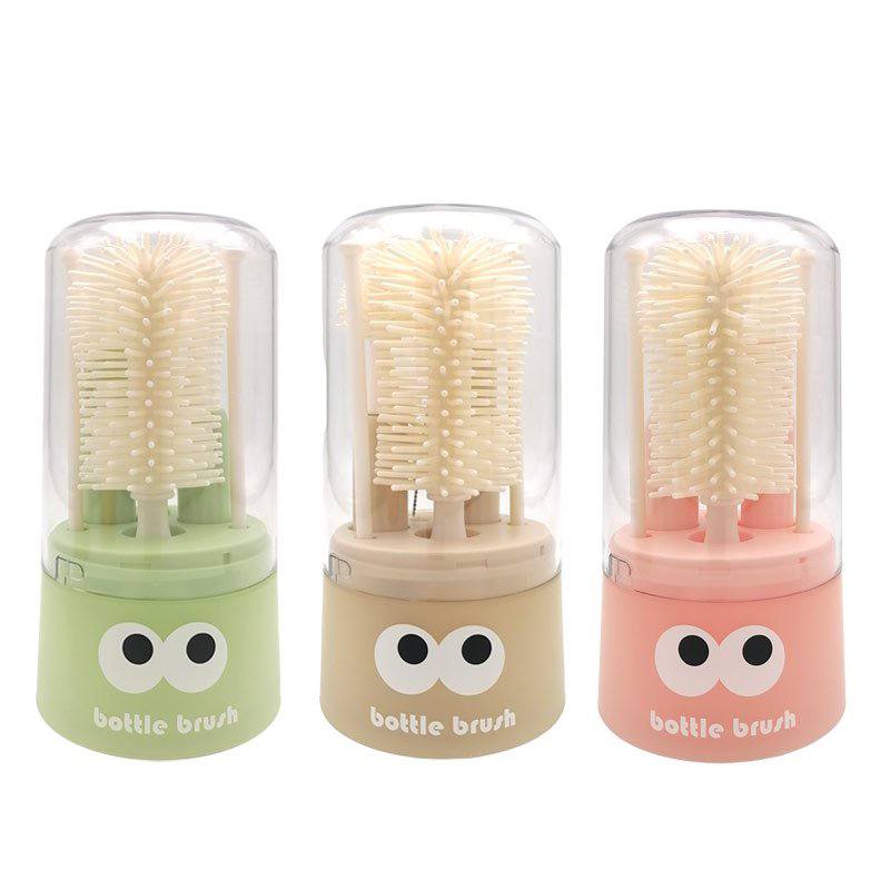 ዘመናዊ  ከሲልከን የተሰራ የጡጦ ማጠብያ ብሩሽ እስከ ማስቀመጫው