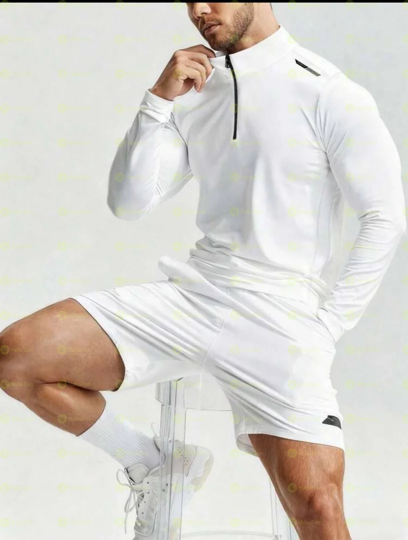 Men Long Sleeve Shirt Half Zip