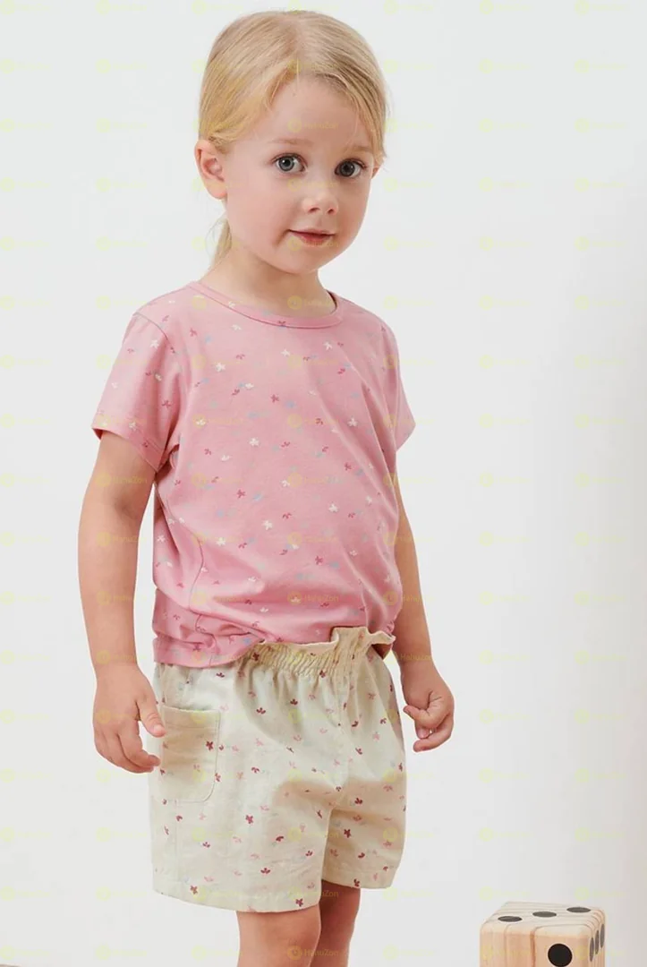 Tchibo Toddler Girls 2Pc Crew Neck Short Sleeve Top