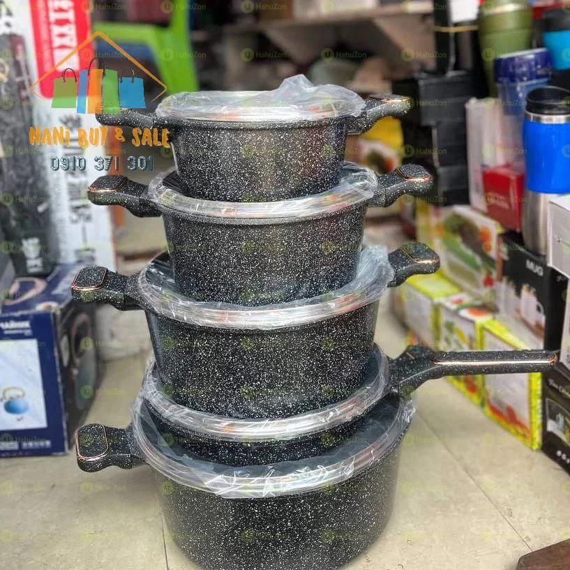 5 ፒስ ለወጥ መስሪያም ለማቅረቢያም የሚሆኑ ድስት