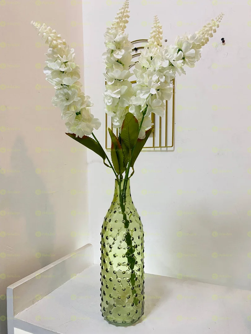 Green Vase with Flowers