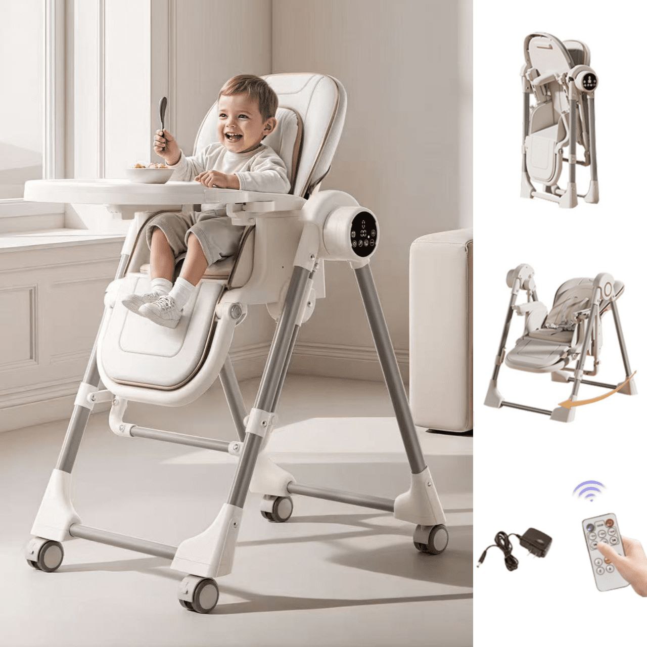2-in-1 Electric Baby High Chair & Swing