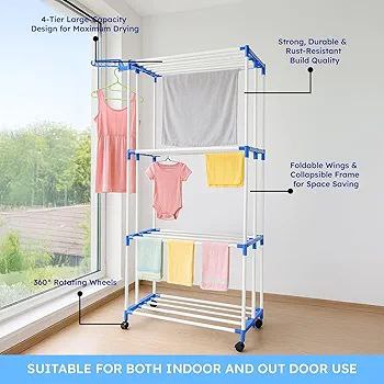 4-Tier Large Capacity Laundry Drying Rack
